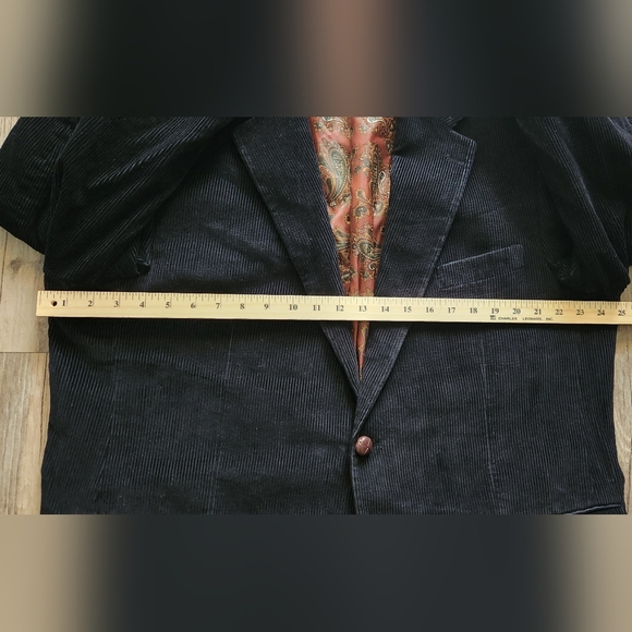 Lauren Ralph Lauren Sport Coat Mens 46L Black Corduroy Blazer Men's Black Blazer - Picture 11 of 11